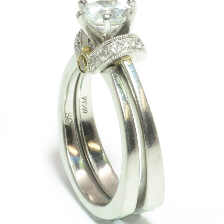 Platinum Simon G Bridal Set with Diamond Gallery Semi-Mount