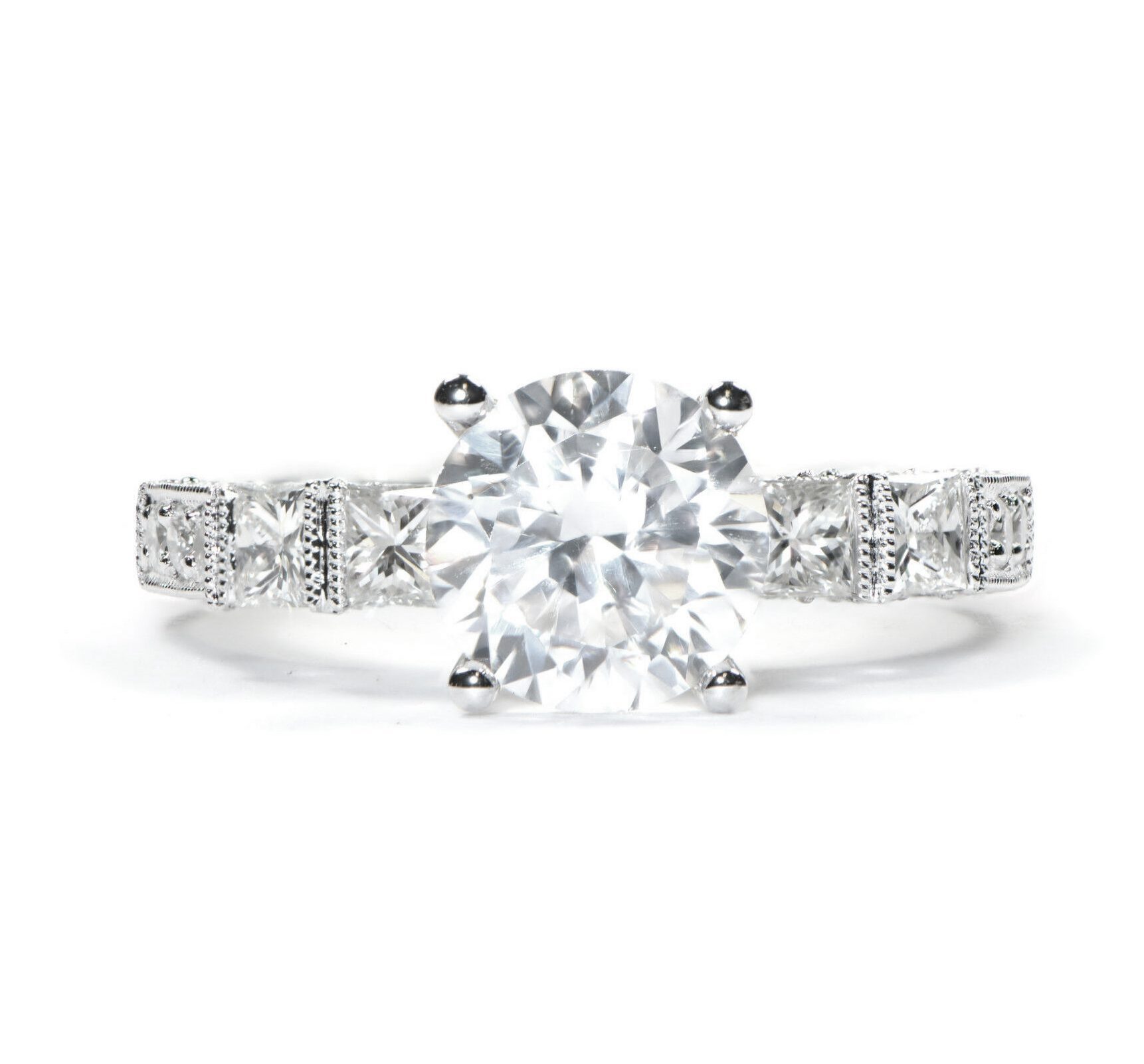 Princess Pave Diamond 18k White Gold Engagement Ring | TNS Diamonds ...