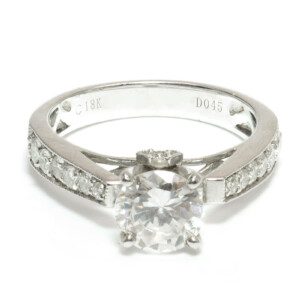 Tapering Deco Engagement Semi-Mount Ring in 18k White Gold