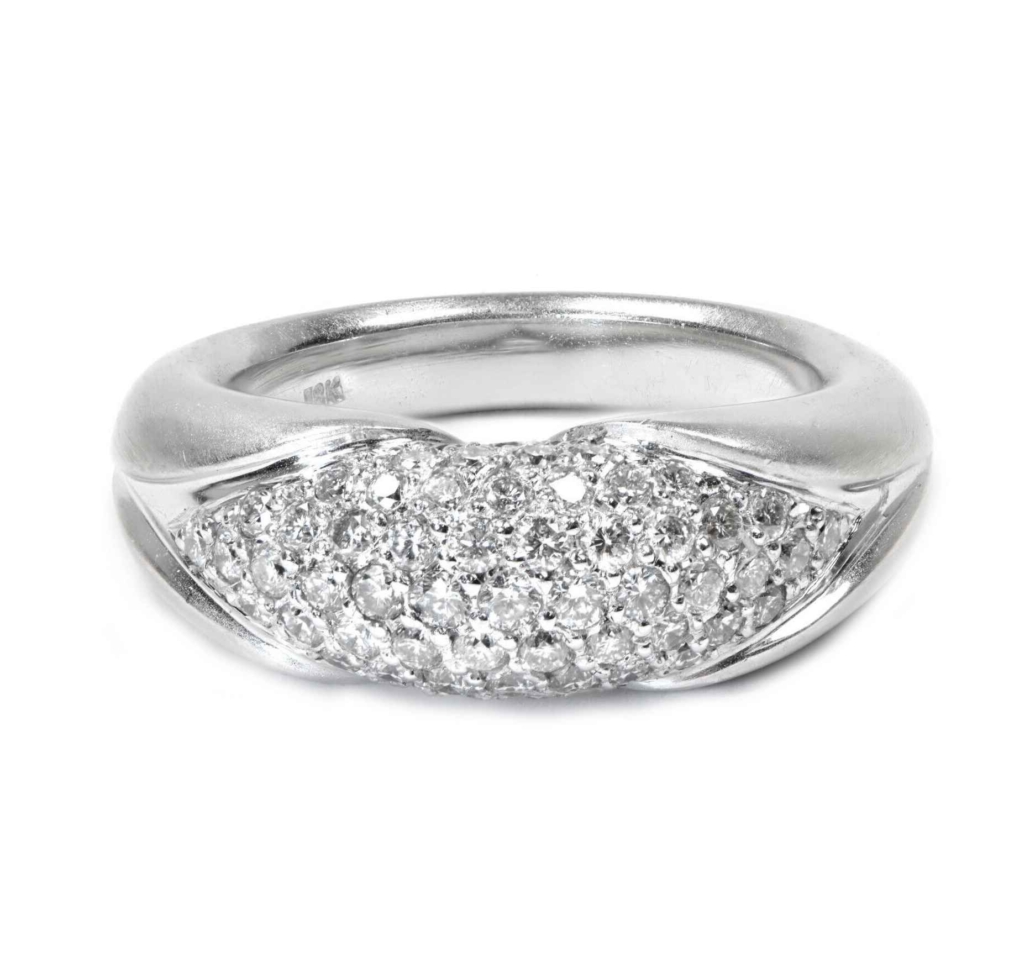 Unique 1ct Pave Diamond 18k White Gold Ring | TNS Diamonds Philadelphia