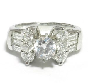 Vintage Diamond Engagement Semi-Mount Ring Platinum