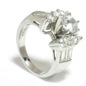 Vintage Diamond Engagement Semi-Mount Ring Platinum