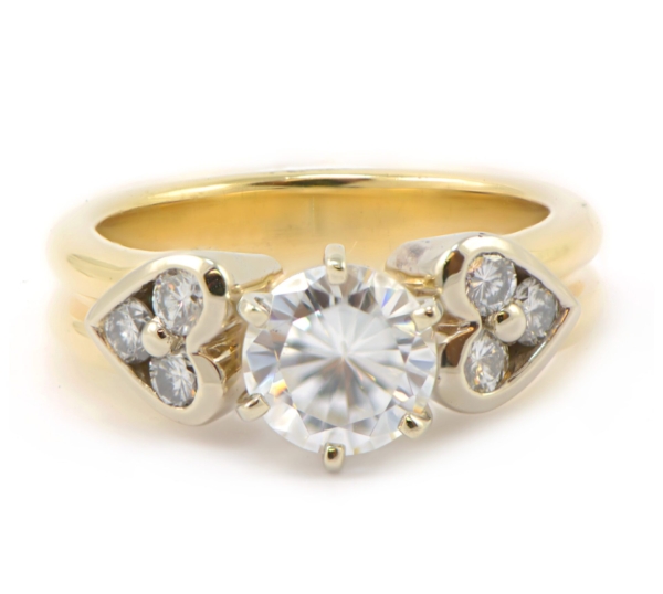 Round-Engagement-Semi-Mount-Ring-Hearts-14k-Yellow-Gold-30ct-SI1G-Size-7-132080552455