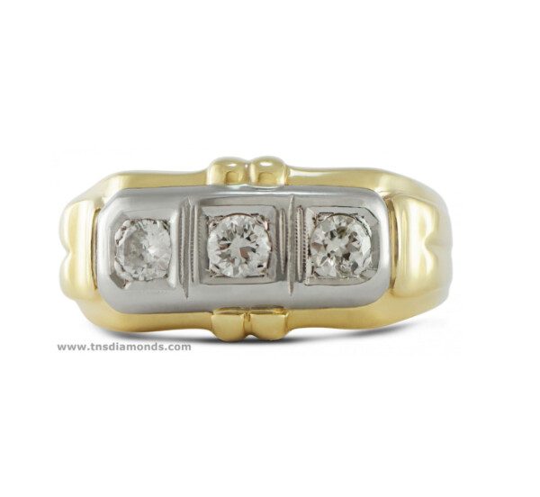 14k-Yellow-Gold-Ring-Round-Diamond-68ct-Size-10-Mens-HSI1-2-Tone-172745558522