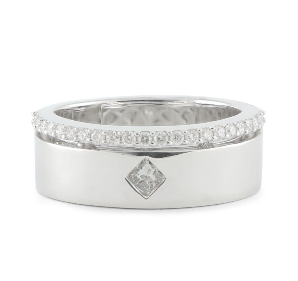 Mens-Princess-and-Round-Diamond-Wedding-Band-18k-White-Gold-52ct-VSF-Size-9-132237348835