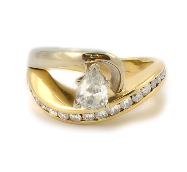 Pear-Diamond-Engagement-Ring-Channel-Setting-in-14k-2-Toned-Gold-14ct-TW-SZ-9-172745558362