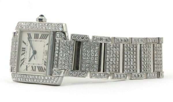 Cartier Tank Francaise 8CT Diamond 18k White Gold W50011S3 2366