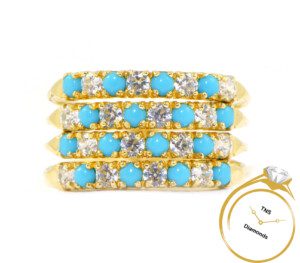 14k-Yellow-Gold-Turquoise-Topaz-Diamond-Multi-Row-Stretch-Ring-Size-875-132575878444-2