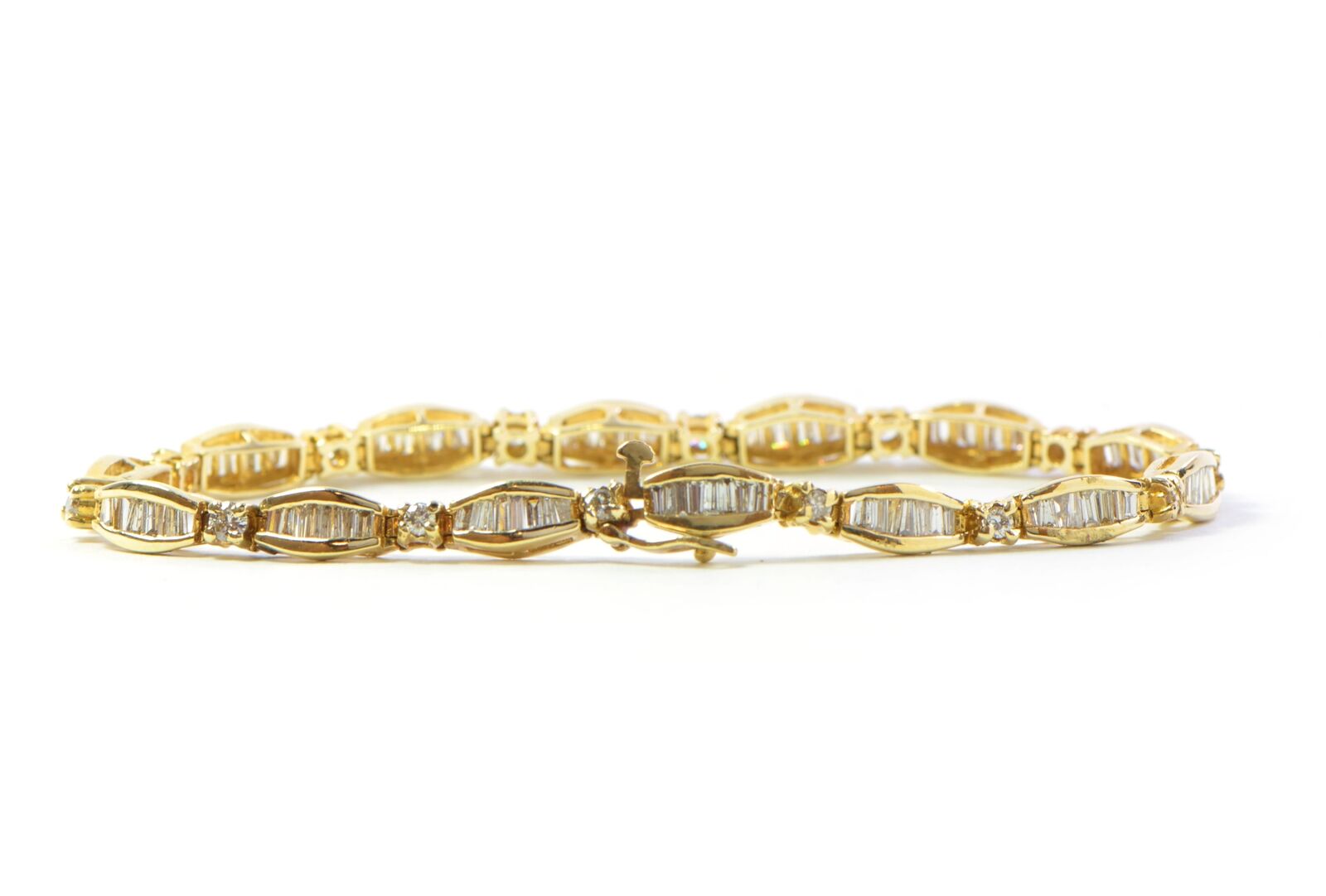 5 Carat Diamond Tennis Bracelet W Round And Baguette 14k Yellow Gold 10