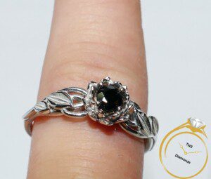 Black-Sapphire-Flower-Ring-050ct-14k-White-Gold-39g-Size-8-132994145496-2