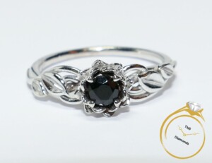 Black-Sapphire-Flower-Ring-050ct-14k-White-Gold-39g-Size-8-132994145496