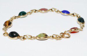 Scarab-Bracelet-Multi-Colored-Stone-14k-Yellow-Gold-67-Grams-113691224796-2