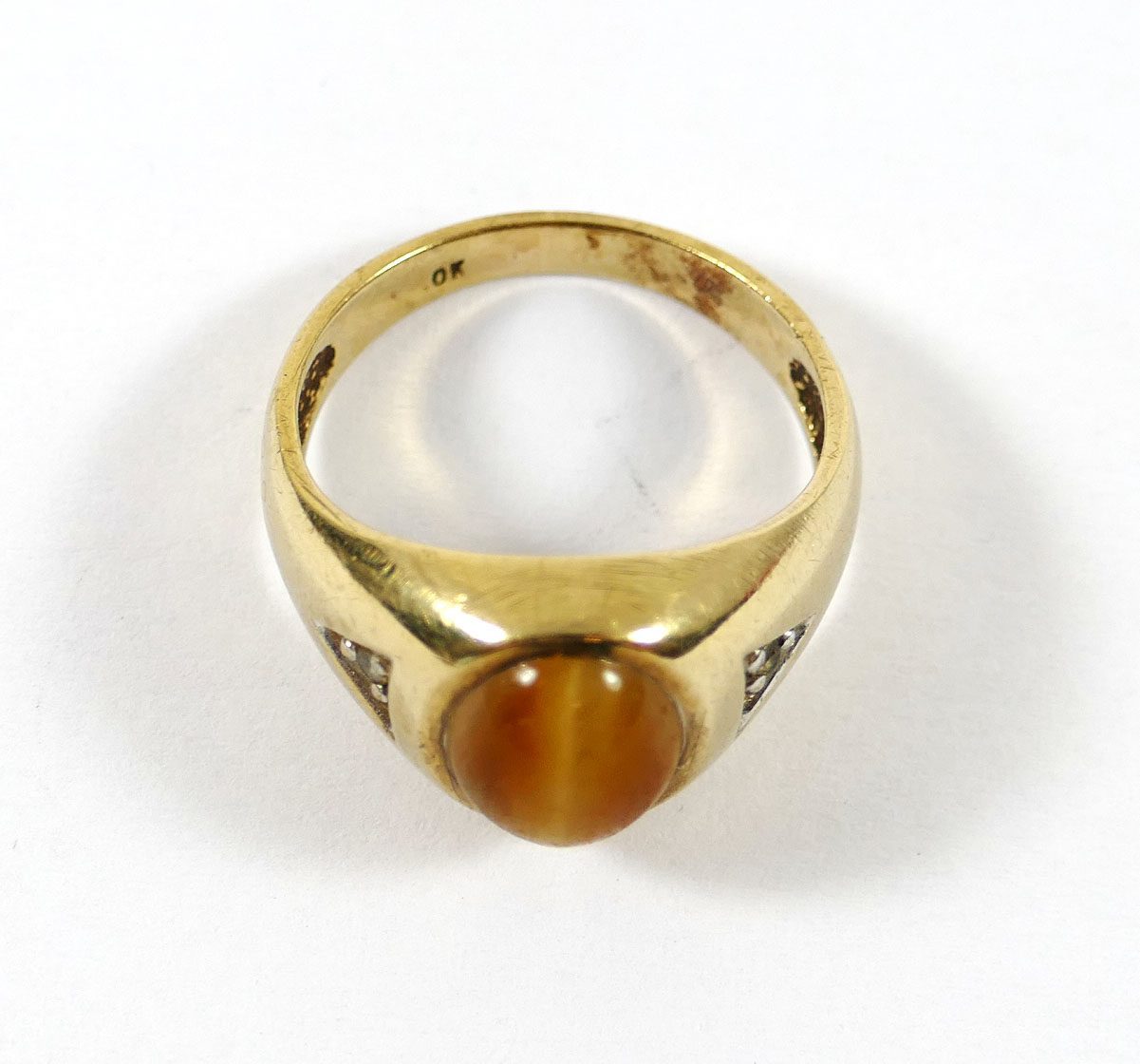 Mid Century Tiger's Eye 10k Yellow Gold Ring | TNS Diamonds Philadelphia