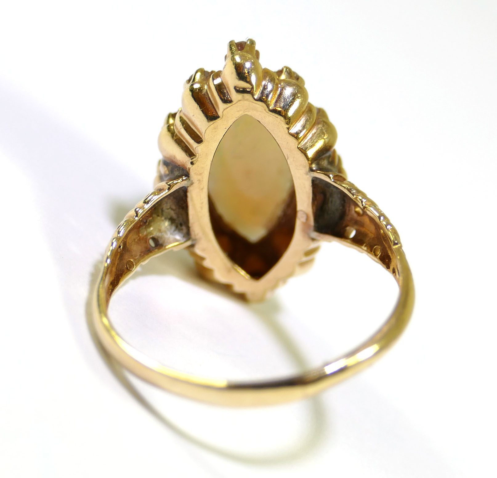 Vintage Marquise Cut Opal Diamond 14k Yellow Gold Ring | TNS Diamonds ...