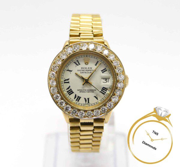 Rolex 6917 Ladies President 18k Mid size 26mm Diamond Bezel