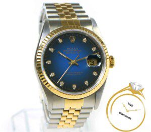 Rolex Datejust Blue Vignette Diamond Dial TNS Diamonds