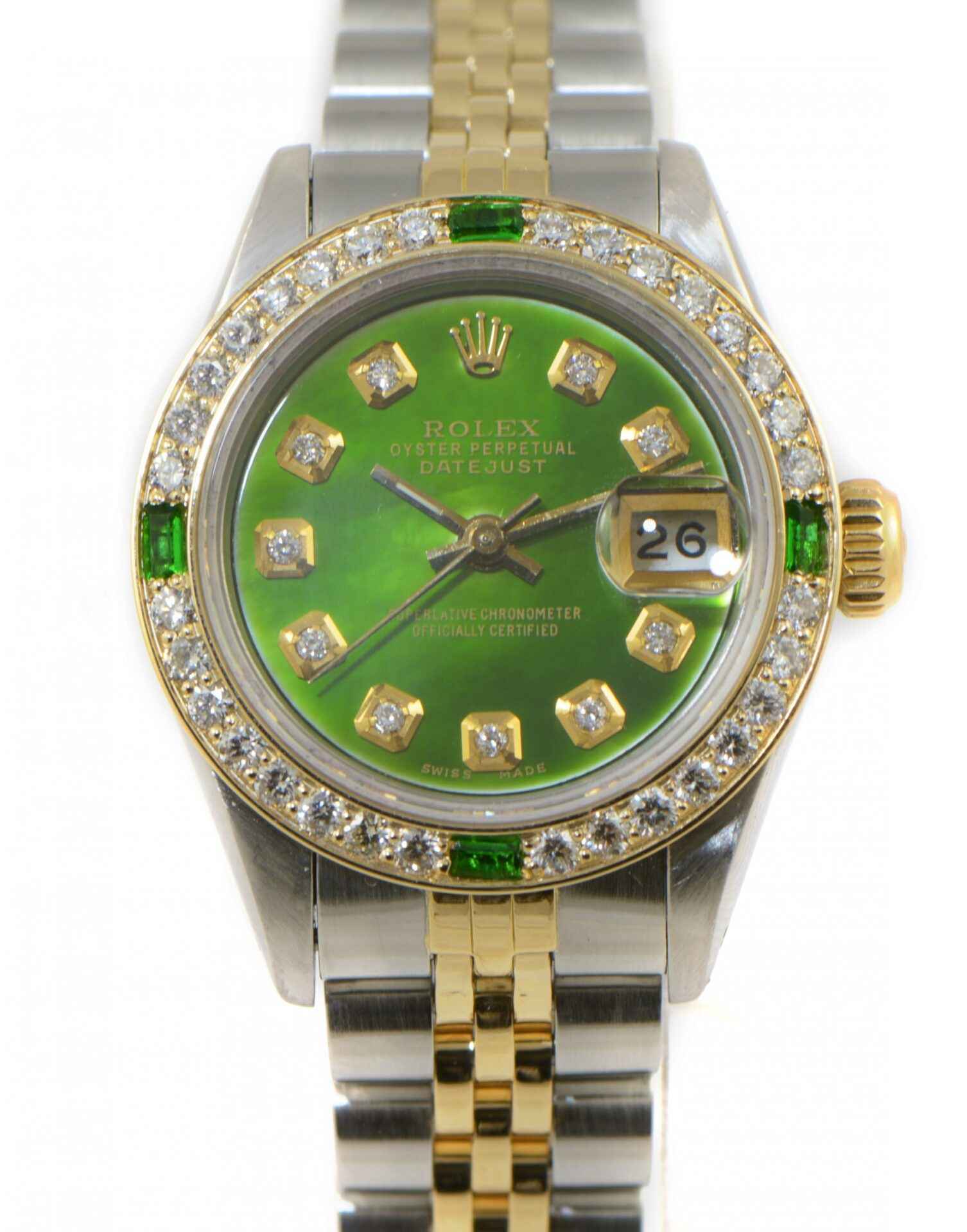 Rolex Lady-Datejust 69173 26MM Green Diamond Dial With Two Tone