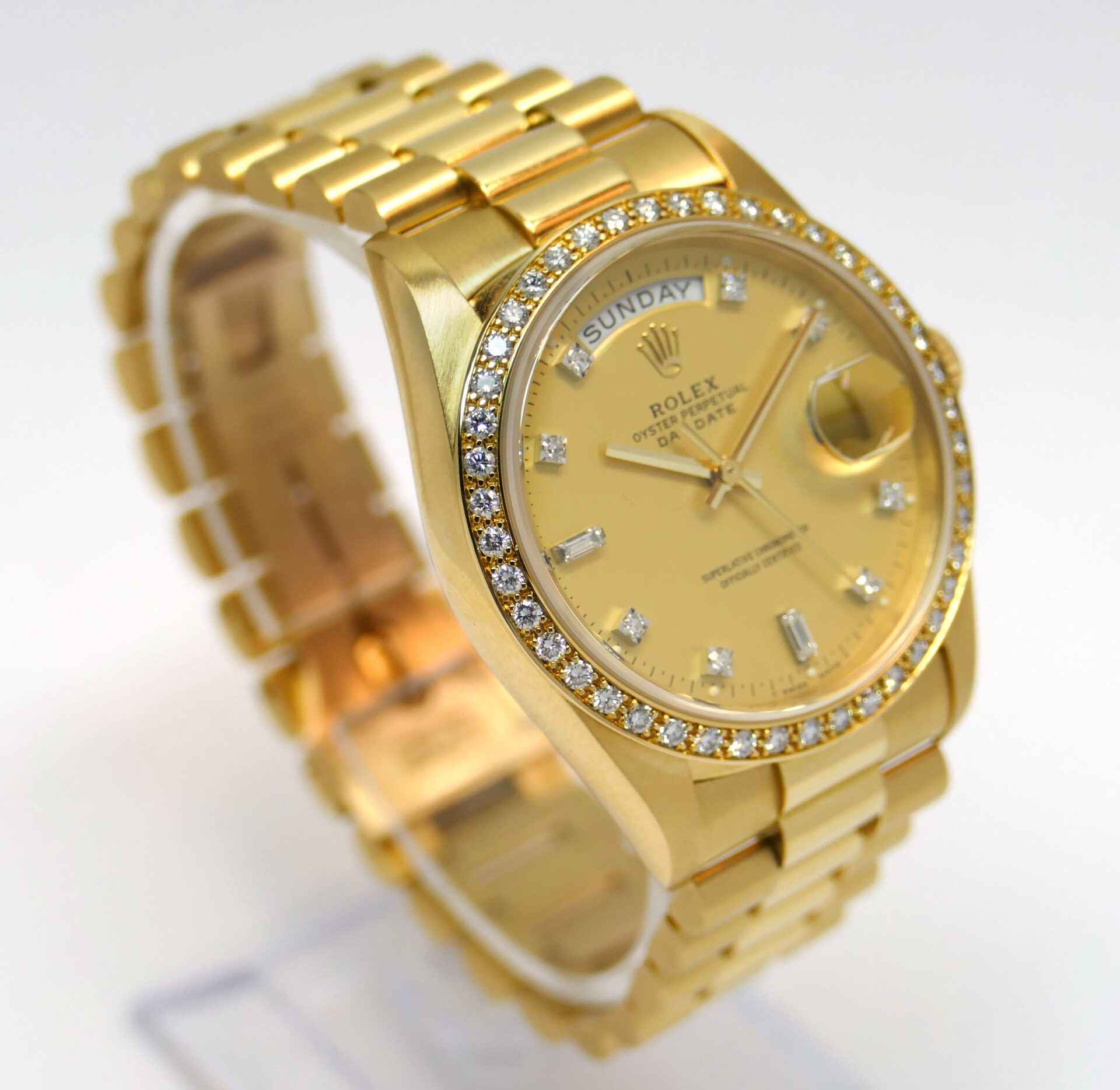 Rolex President Day-Date 18238 Factory Diamond Bezel & Champagne ...