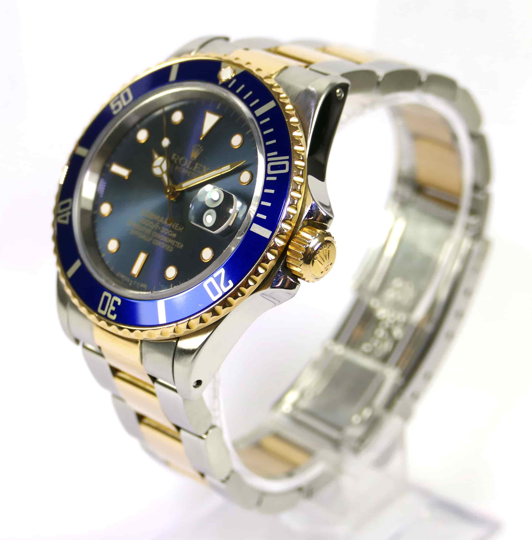 Rolex Submariner 16803 40mm Tropical Blue Dial 18k Yellow Gold & Steel