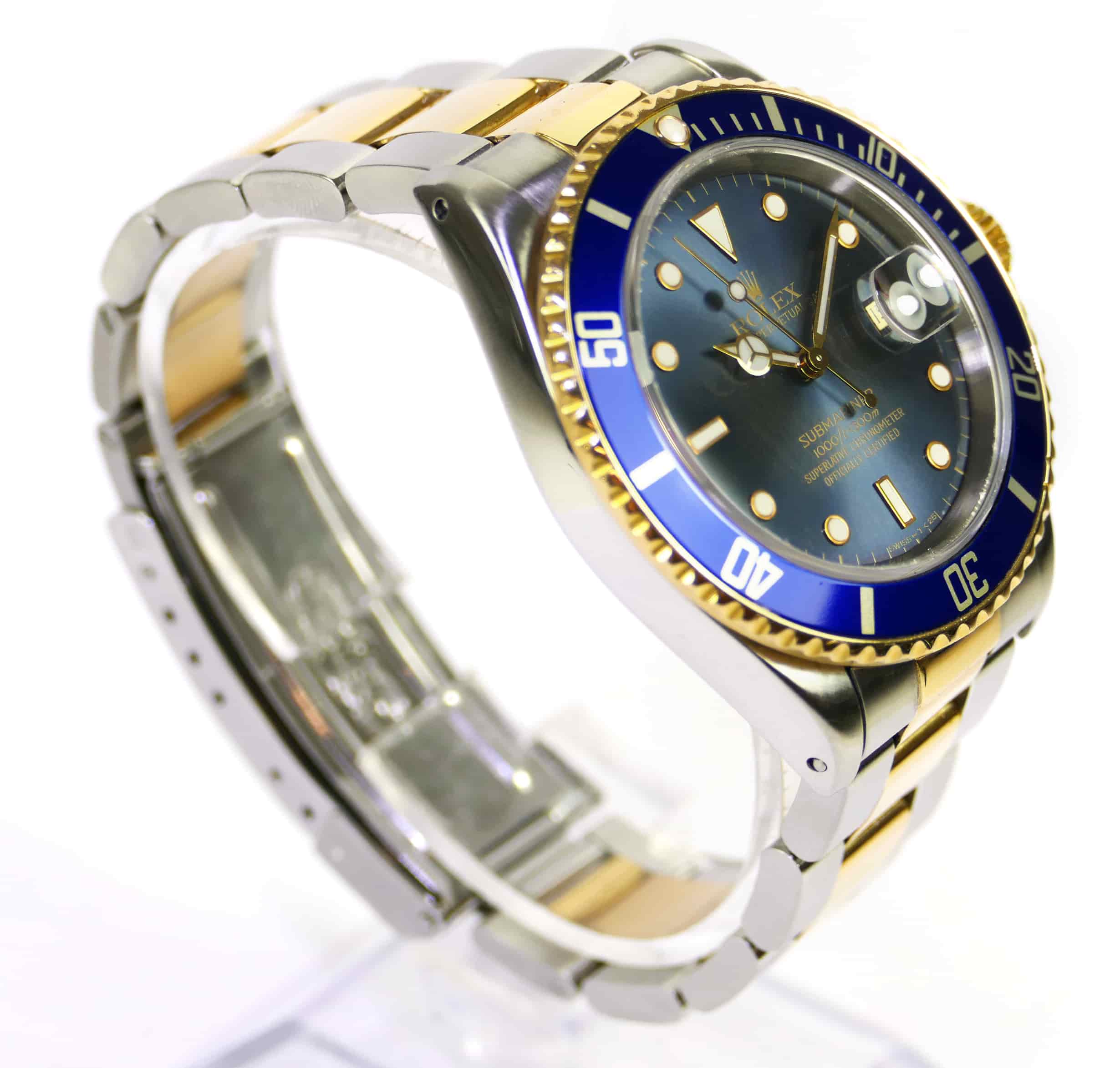 Rolex Submariner 16803 40mm Tropical Blue Dial 18k Yellow Gold & Steel