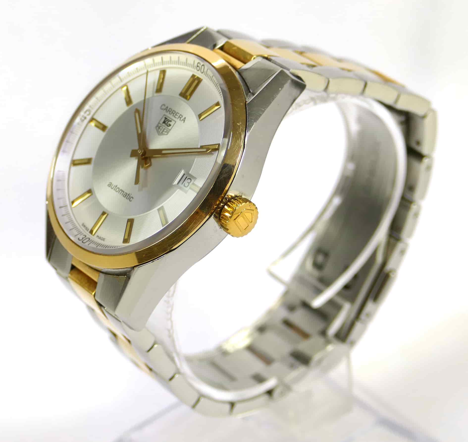 Tag Heuer Carrera Calibre 5 WV215A 39mm Automatic Silver Dial 18k Gold ...