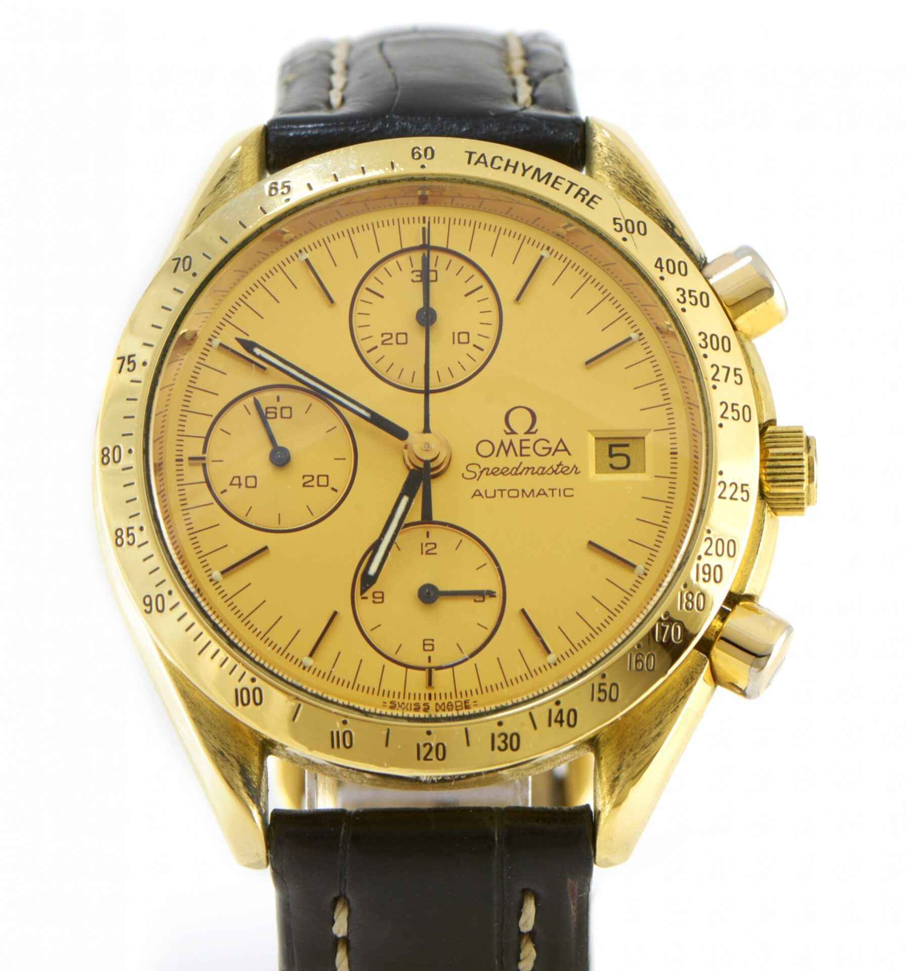 Omega Speedmaster 18k Yellow Gold Chronograph 1991 39mm 3611.10.20 Box Papers