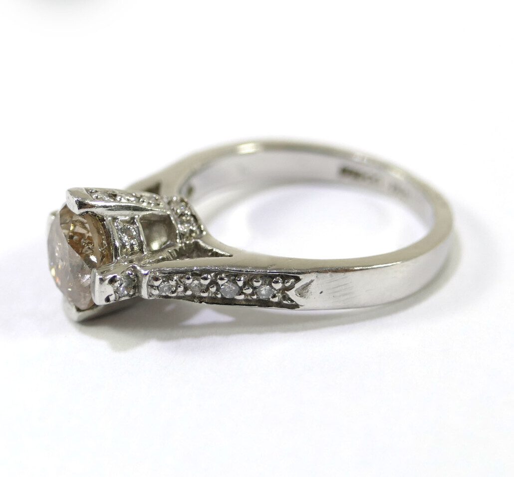 Cognac Diamond Platinum Engagement Ring
