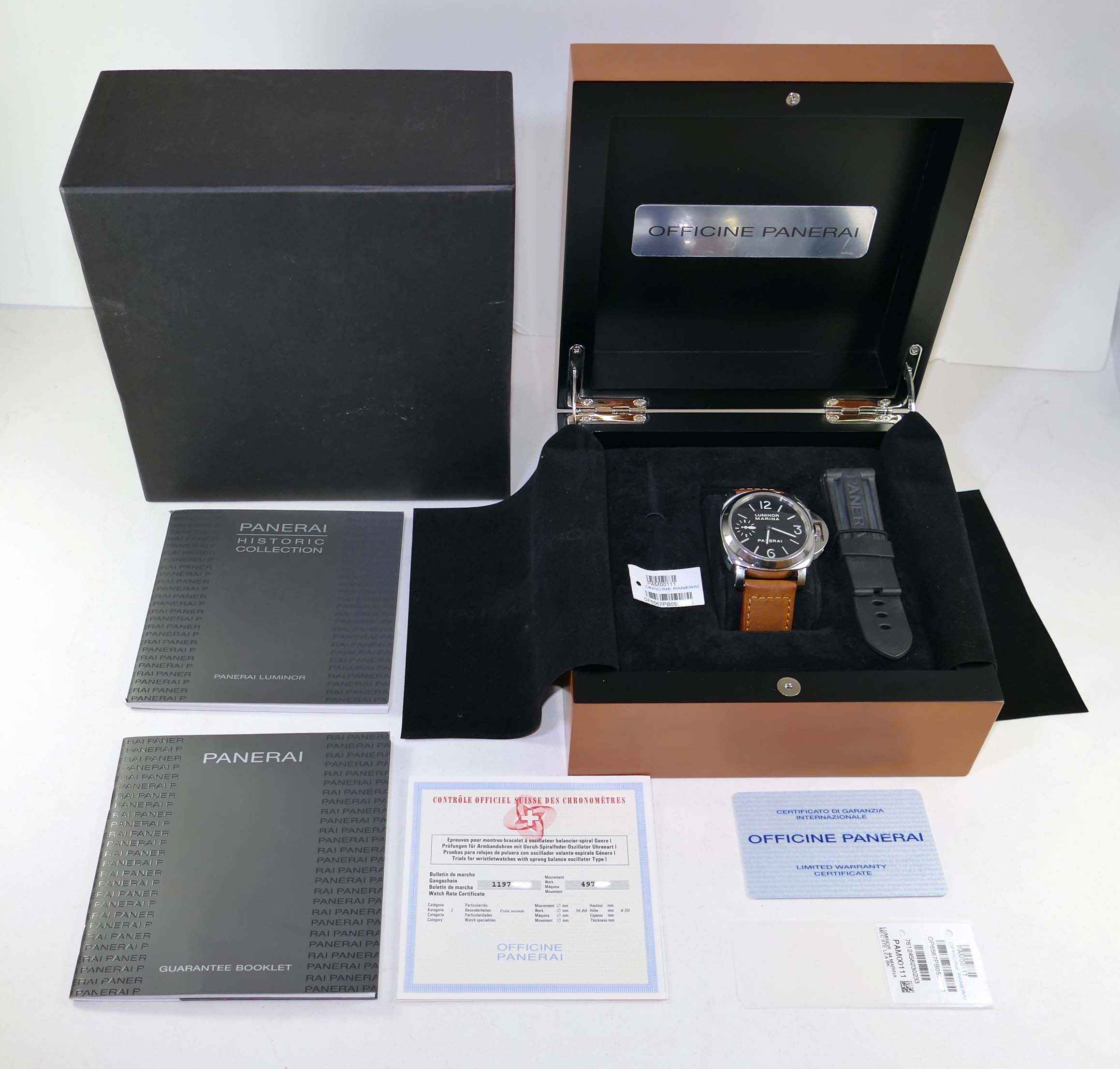 Panerai Luminor Marina 44mm PAM111 PAM00111 Manual Box Papers