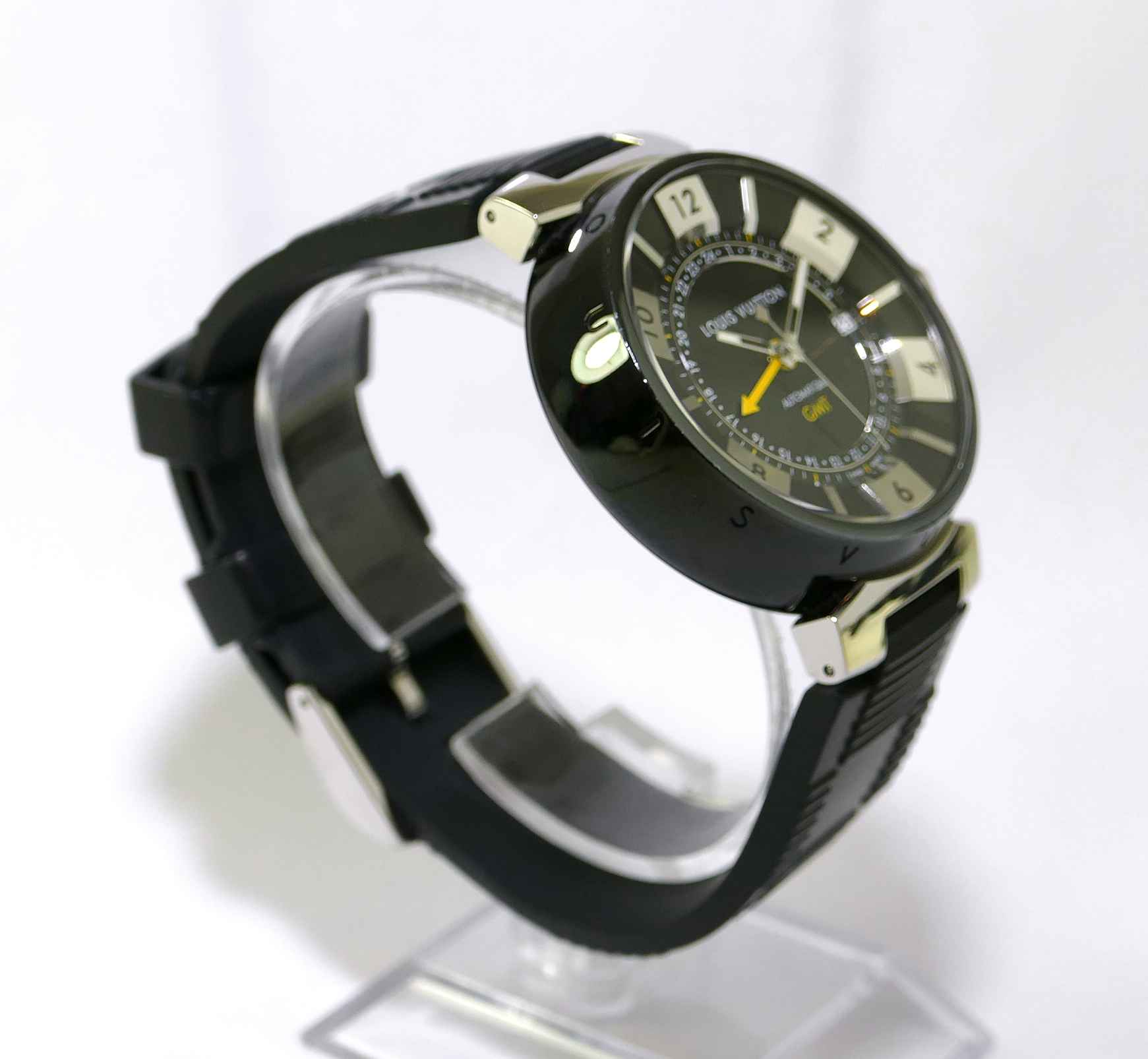 Louis Vuitton Tambour In Black GMT Q113I Automatic Black Dial 41mm Men's  Watch