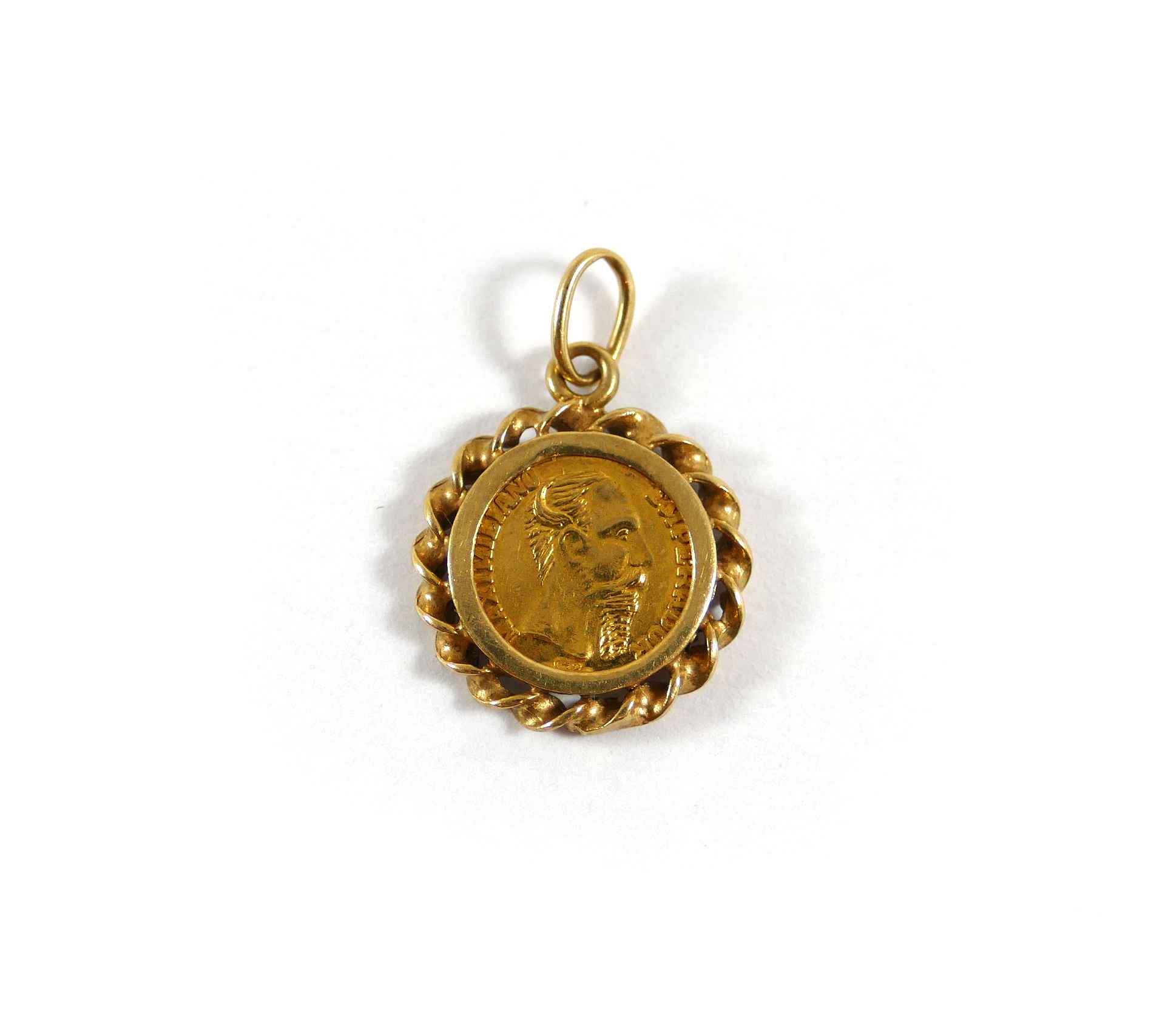 Mexican 1865 22k Yellow Gold Coin Pendant Charm | TNS Diamonds Philadelphia