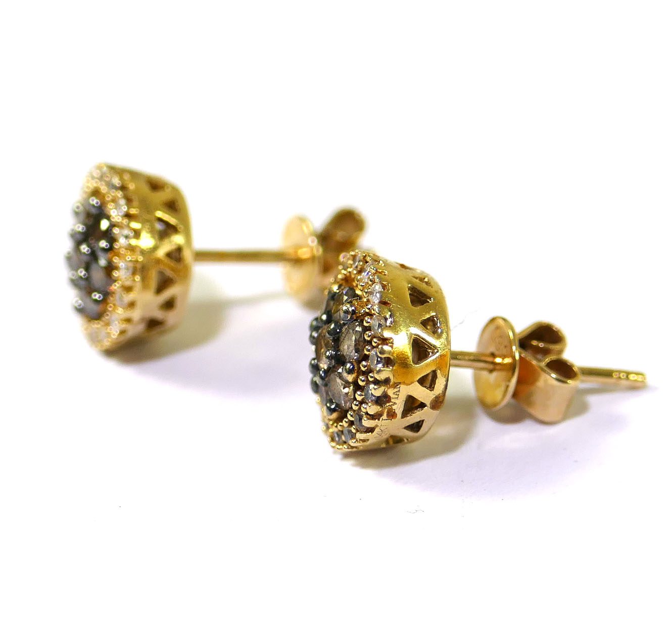 Le Vian Chocolate Diamond Halo 14k Yellow Gold Stud Earrings (5/8 ct. t.w.)