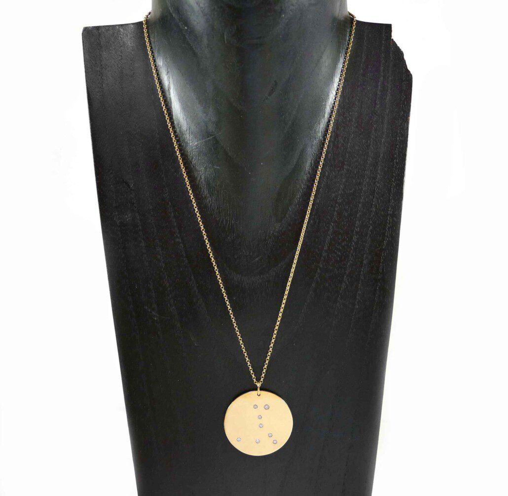 Diamond Solid 18k Yellow Gold Circle Pendant Necklace | TNS Diamonds ...