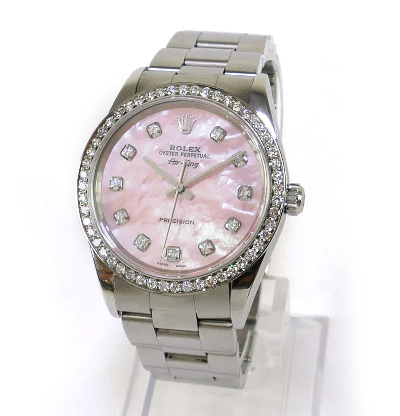 Rolex air king hot sale diamond bezel