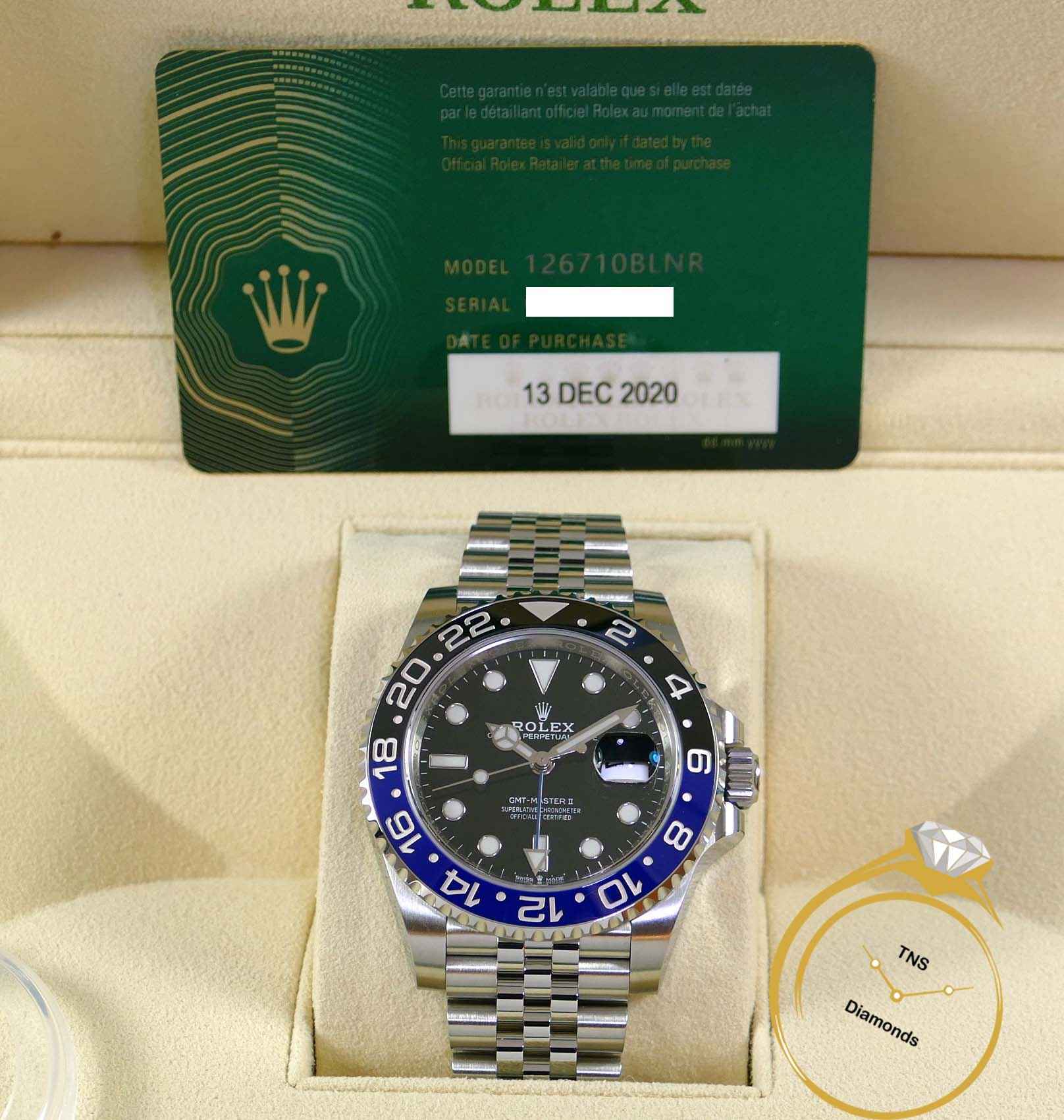 Dec 2020 New Rolex Batgirl 126710BLNR Blue Black 40mm Box Papers