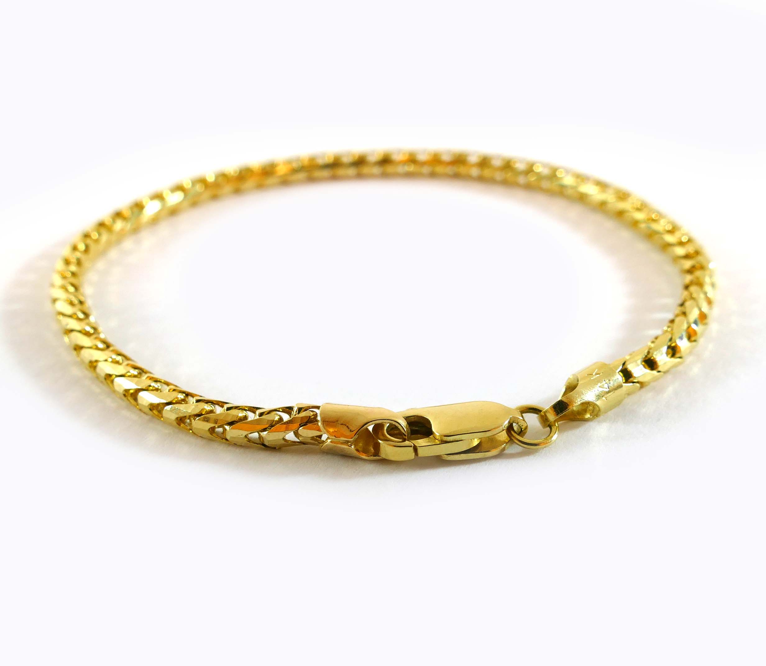 Solid Franco Link Chain 14k Yellow Gold Bracelet 7.5 inches Unisex