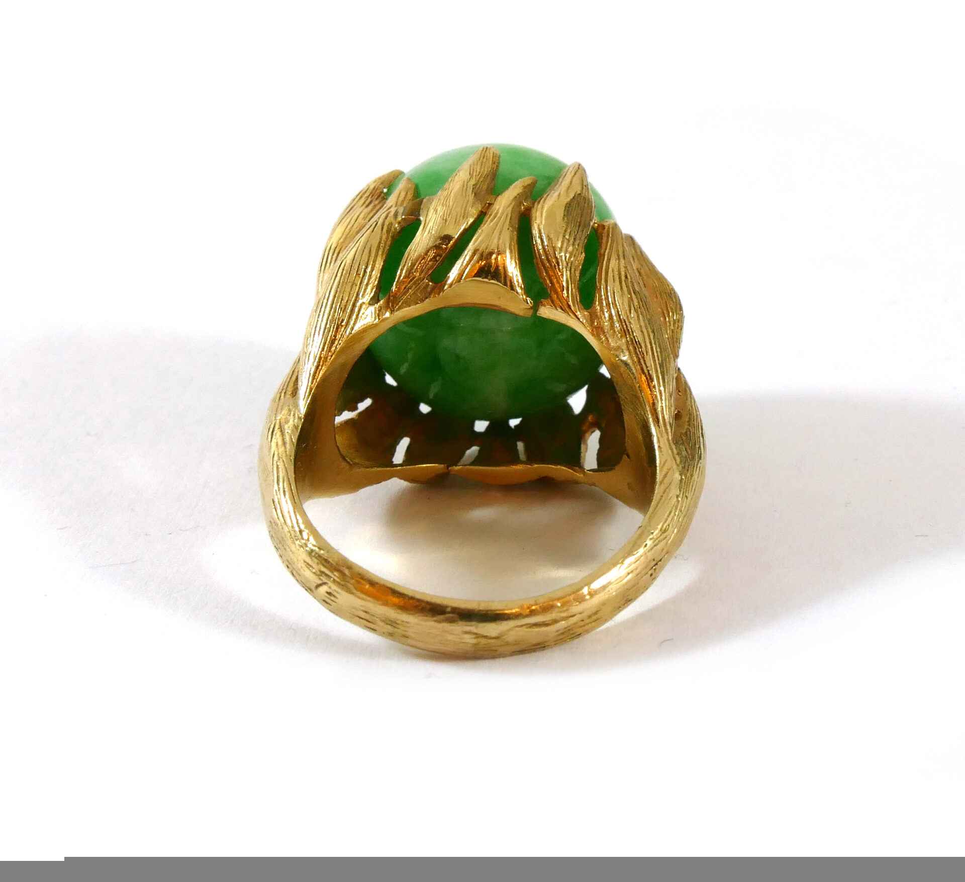 Vintage Men's Jade Ball Unique 14k Yellow Gold Statement Ring Size 10 w ...