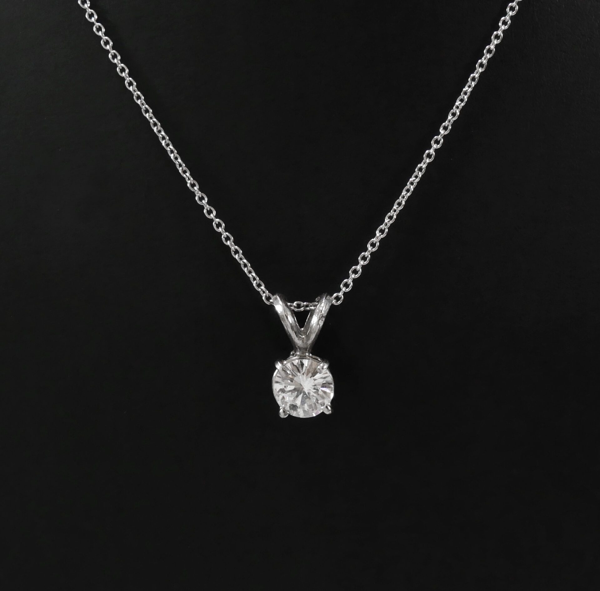 .60ct carat Diamond Solitaire 14k White Gold Necklace Pendant