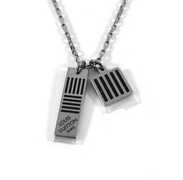Louis Vuitton Damier Chain Necklace Graphite Silver/Black in Silver  Metal/Nylon with Silver-tone - US