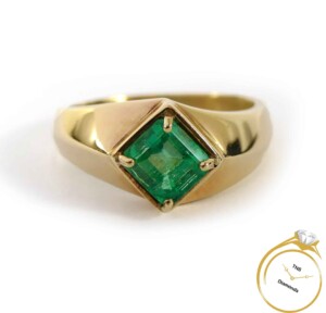 Mens emerald yellow store gold rings