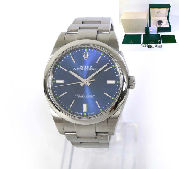 Oyster Perpetual 39mm Blue Dial 114300 Box Papers | TNS Diamonds Philadelphia