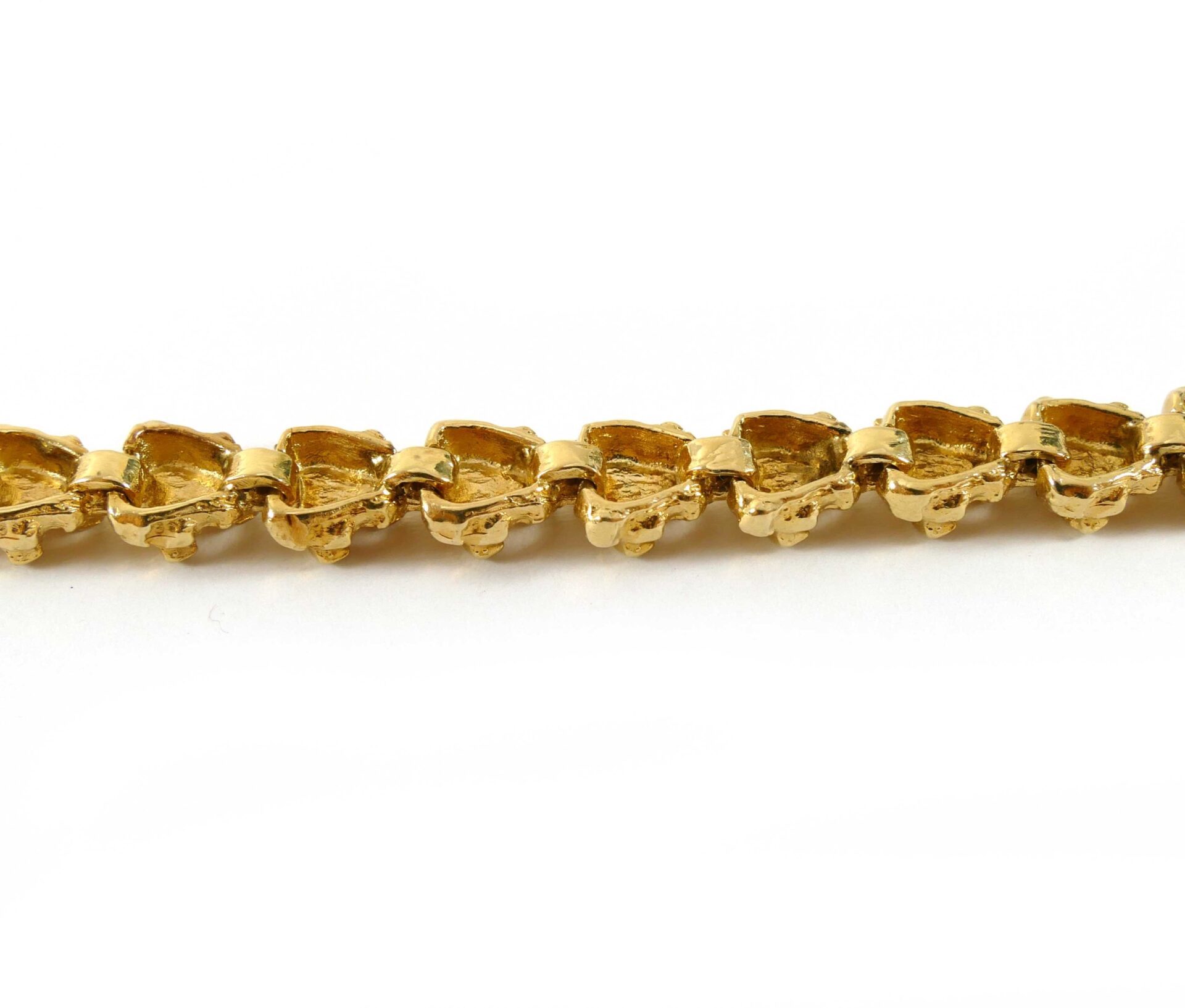 Solid Gold Nugget Unique Link 14k Yellow Gold Bracelet