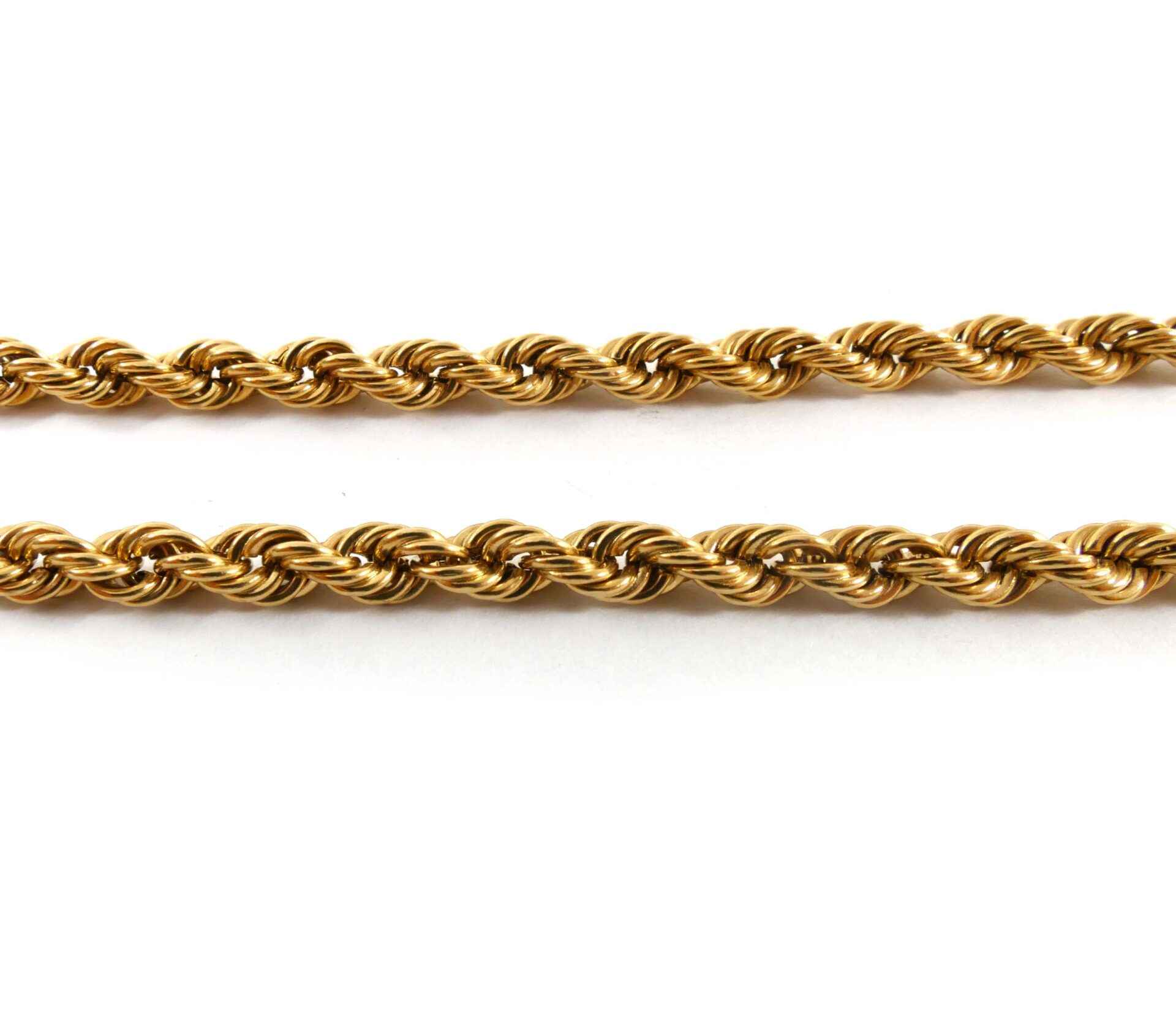 Hollow Rope Chain Necklace 14K Tri-Tone Gold 18