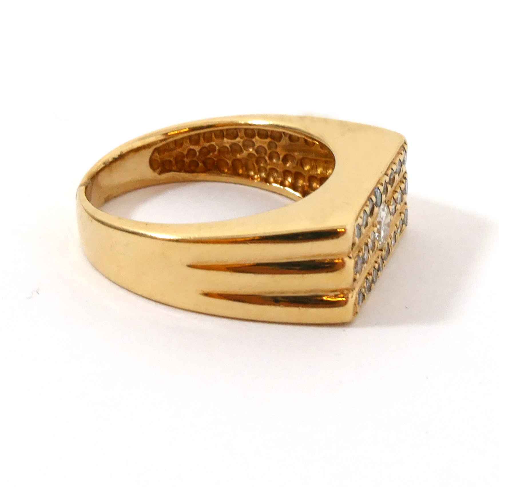 Men's Diamond Round 14k Yellow Gold Statement Ring Band