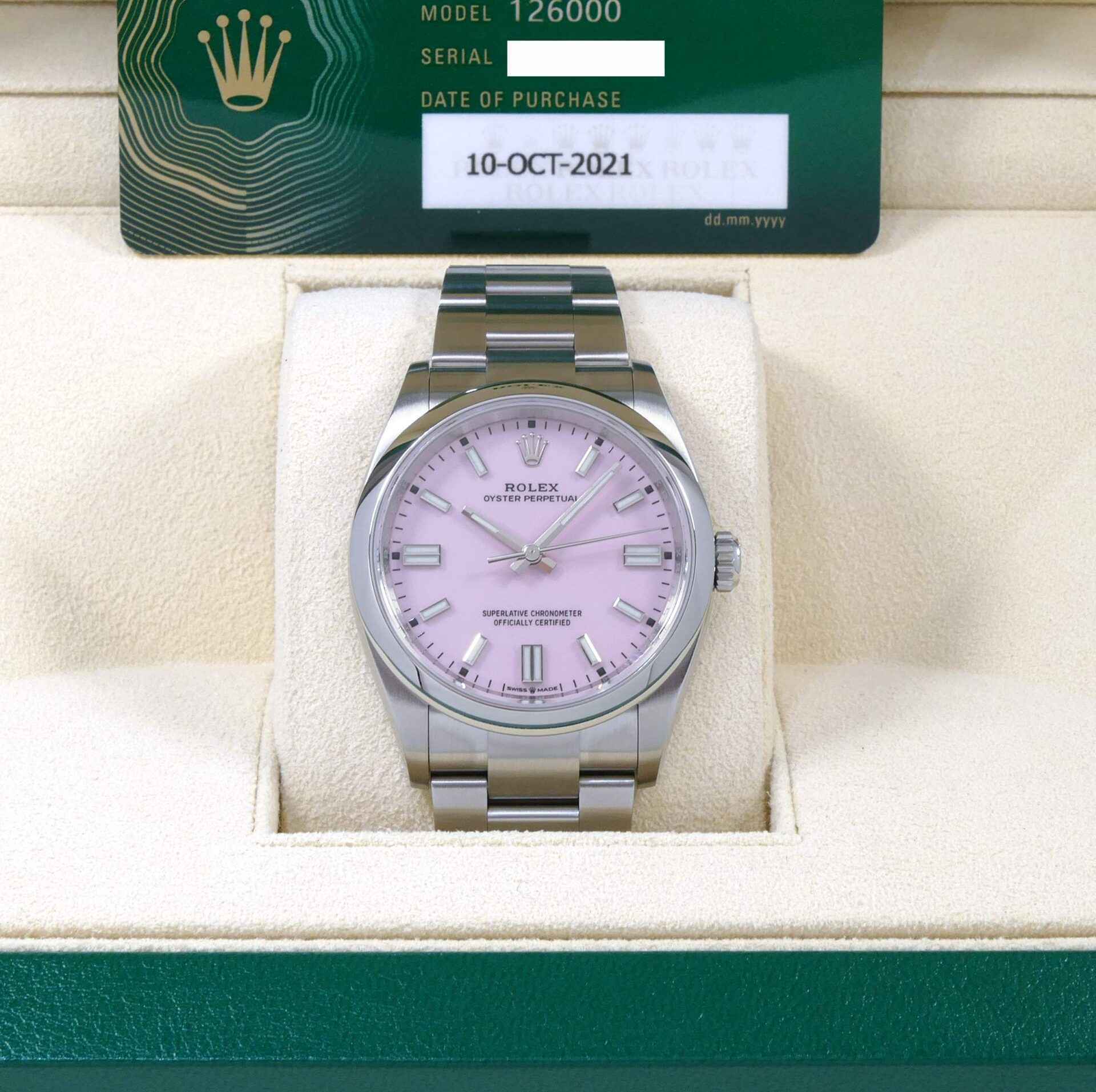 Oct 2021 Brand New Rolex Oyster Perpetual 36 Candy Pink 126000 36mm Box ...