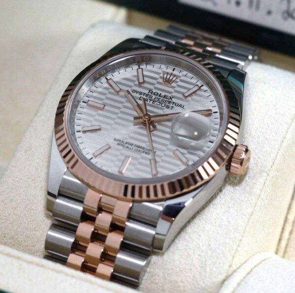 Rolex - Unworn Two Tone Rose Gold Silver Motif Datejust 126231 36mm – David  and Sons Timepieces