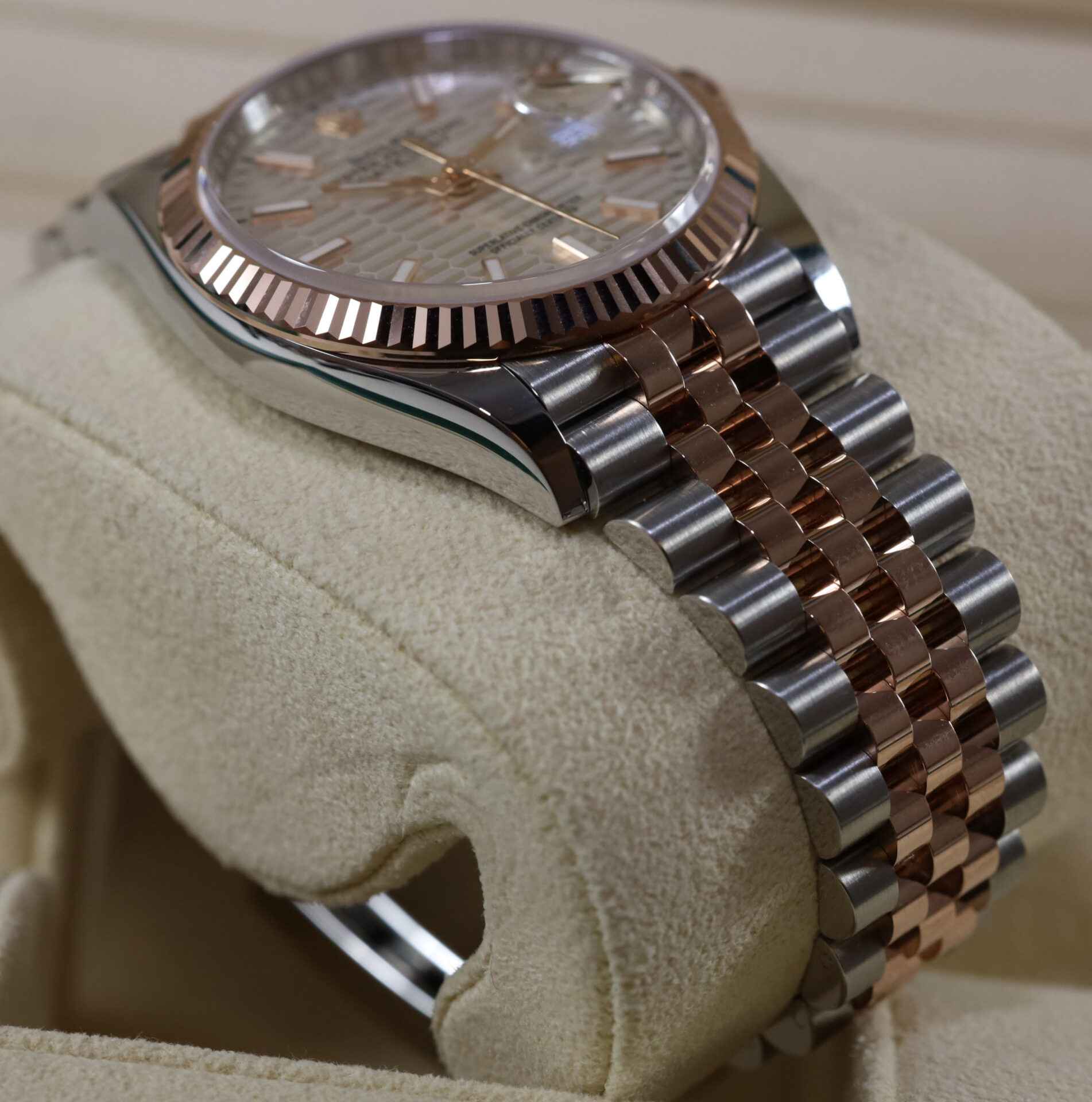 Rolex - Unworn Two Tone Rose Gold Silver Motif Datejust 126231 36mm – David  and Sons Timepieces