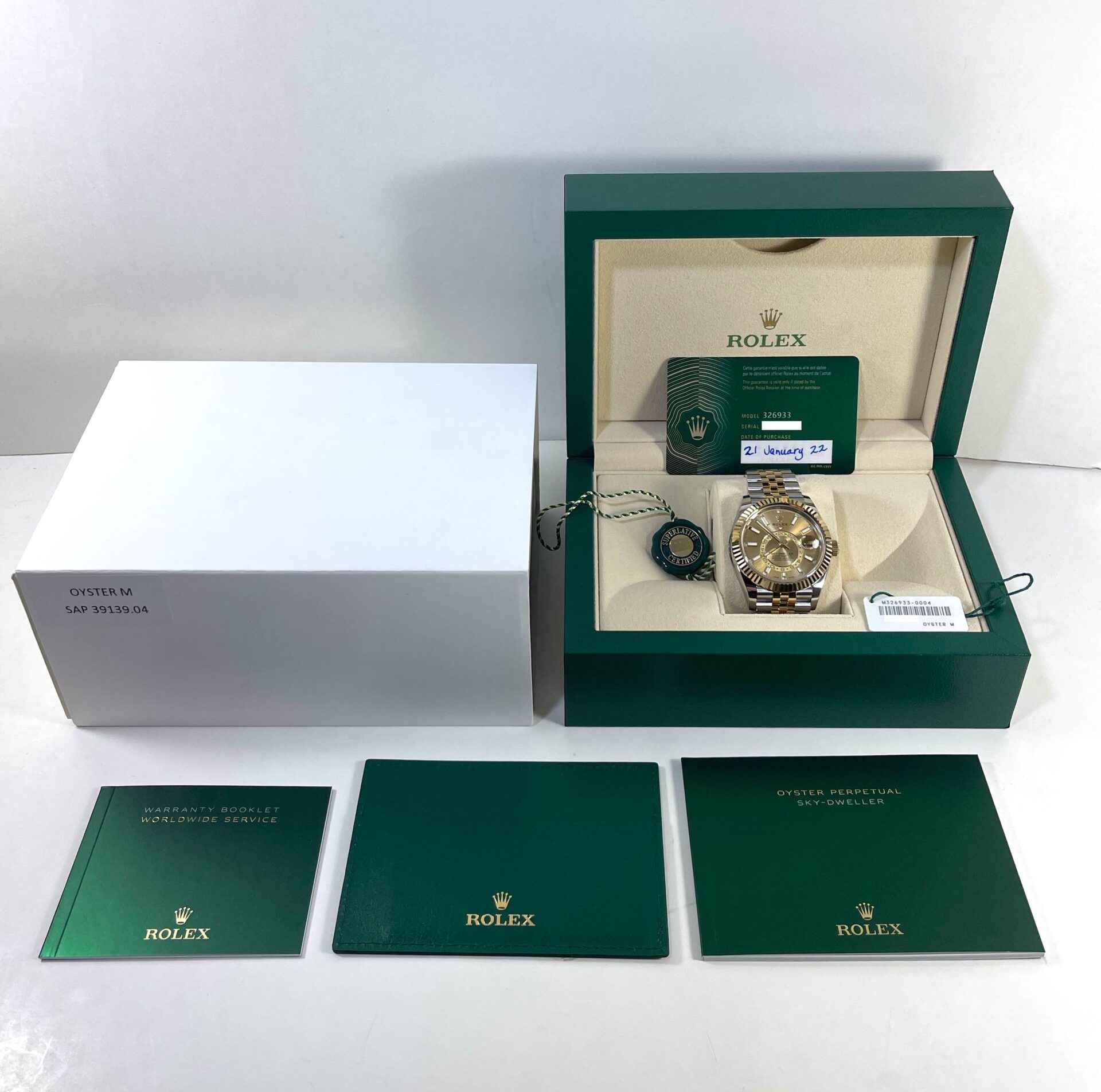 New 2022 Rolex Sky-Dweller Champagne Dial Jubilee 326933 42mm Complete