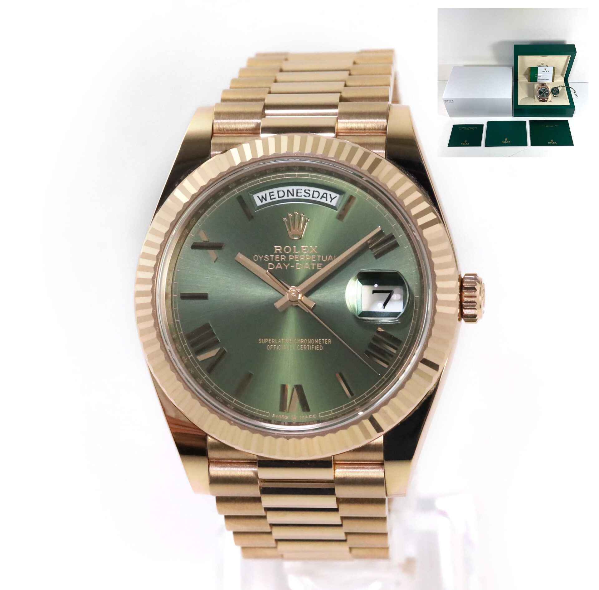 Rolex president olive online dial