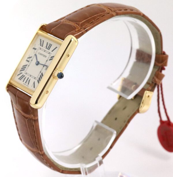 Cartier Men's W1529756 Tank Louis 18kt Yellow Gold Brown Leather Watch - Brown
