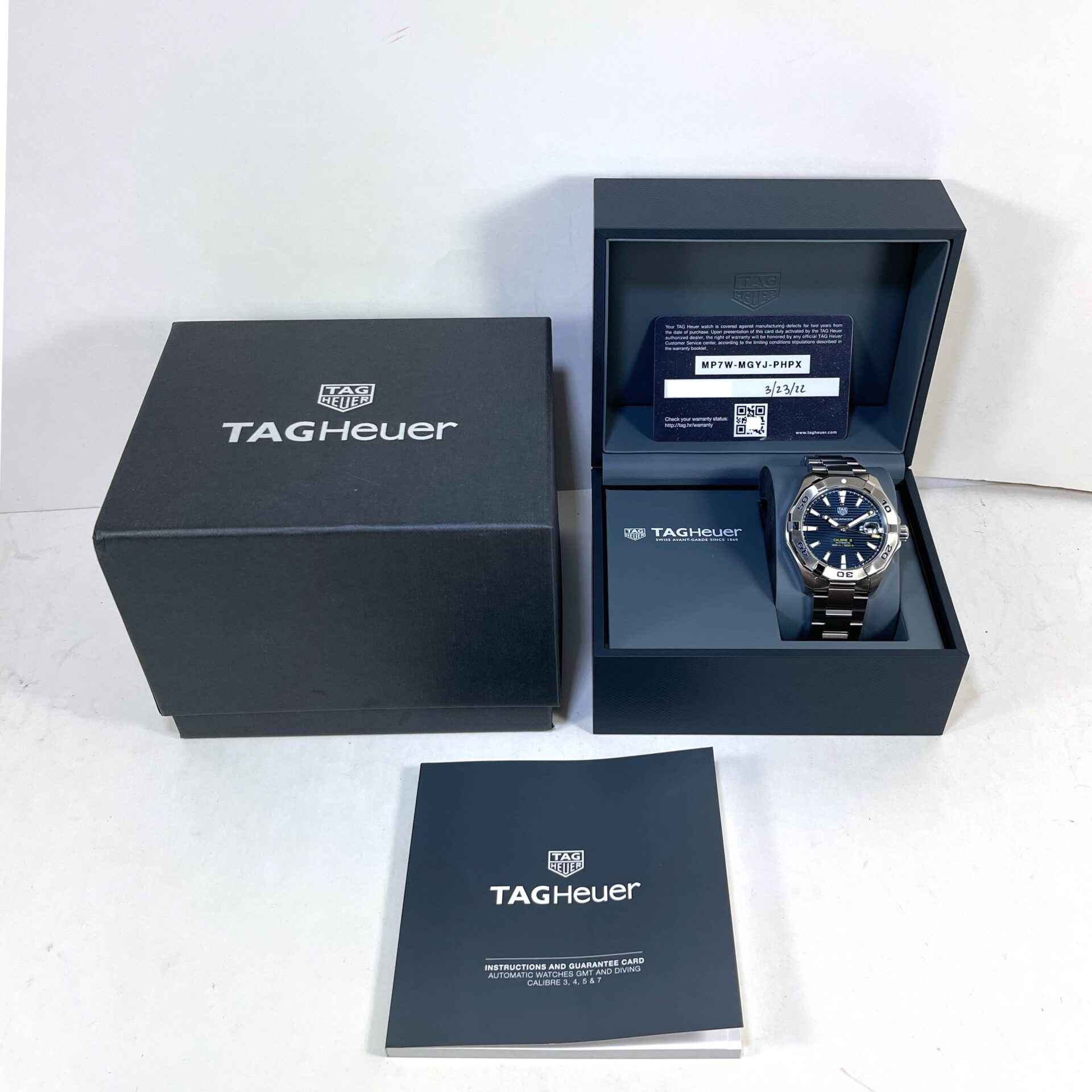 New Tag Heuer Aquaracer 43mm Blue Dial WAY2012.BA0927 Box Papers ...